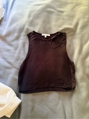 Antistar Black Ribbed Crop Tank Top